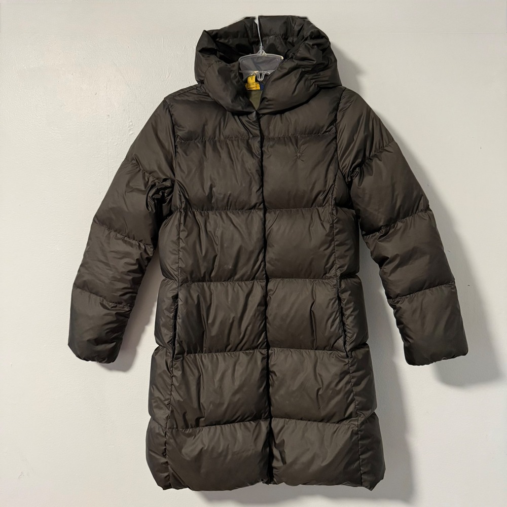Polo Ralph Lauren Kids XL 16 Gray Olive Down Puffer Parka Hooded Jacket Coat